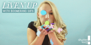 Animated GIF or Boomerang Confetti video showing how the video playing forward and backward