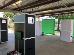 4 booths with green screen fun